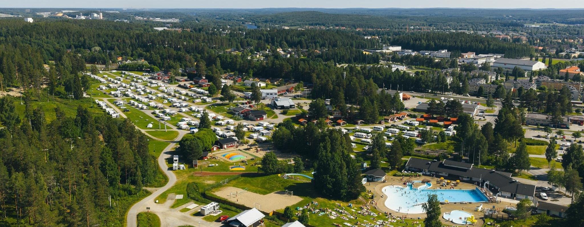 View over Skellefteå Camping in winter