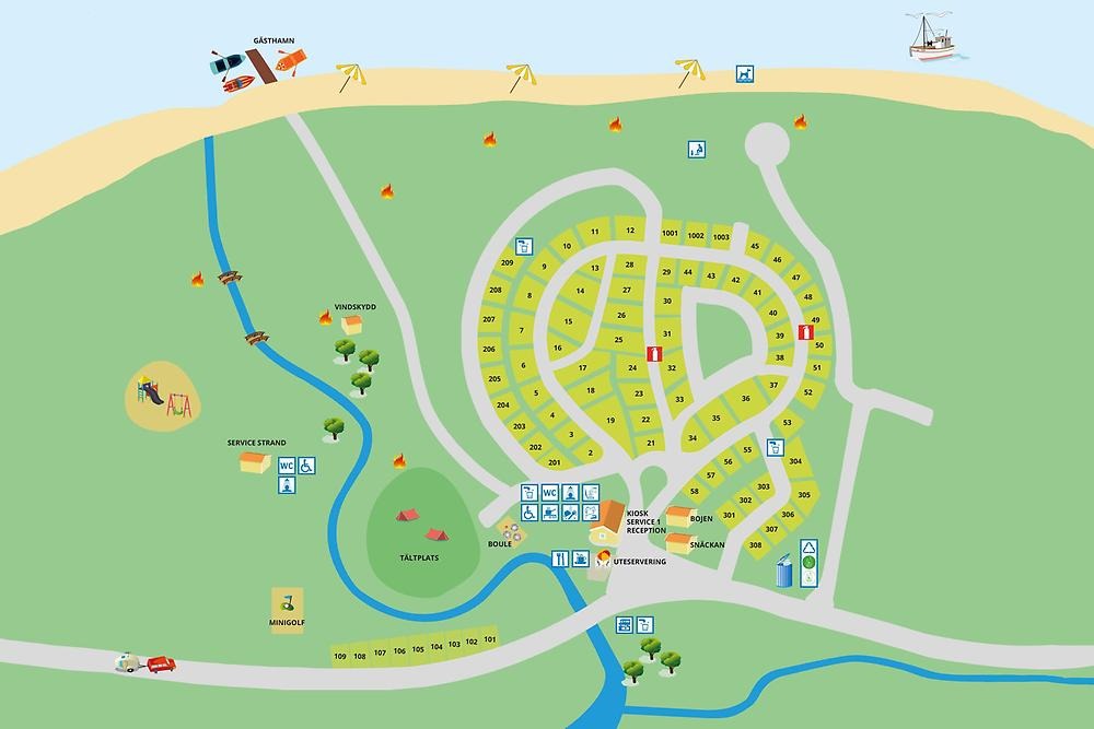 Karta över campingområdet