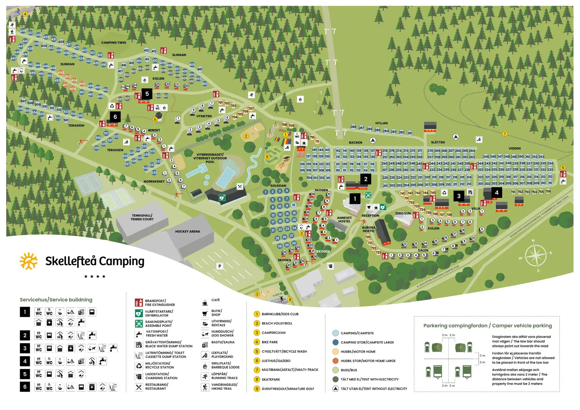 Illustrerad karta över campingen