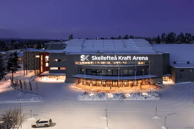 Flygbild över Skellefteå kraft arena
