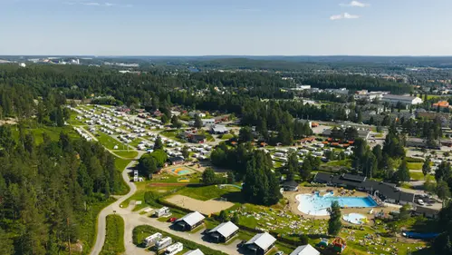 Flygbild över campingen